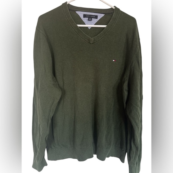 Tommy Hilfiger Green V-Neck Pullover Sweater sz XL - Picture 1 of 4